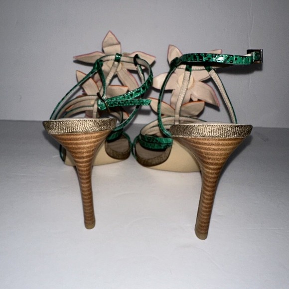 Pelle Moda Floral Suede Snakeskin Heels Womens Size 9.5 - Picture 3 of 6